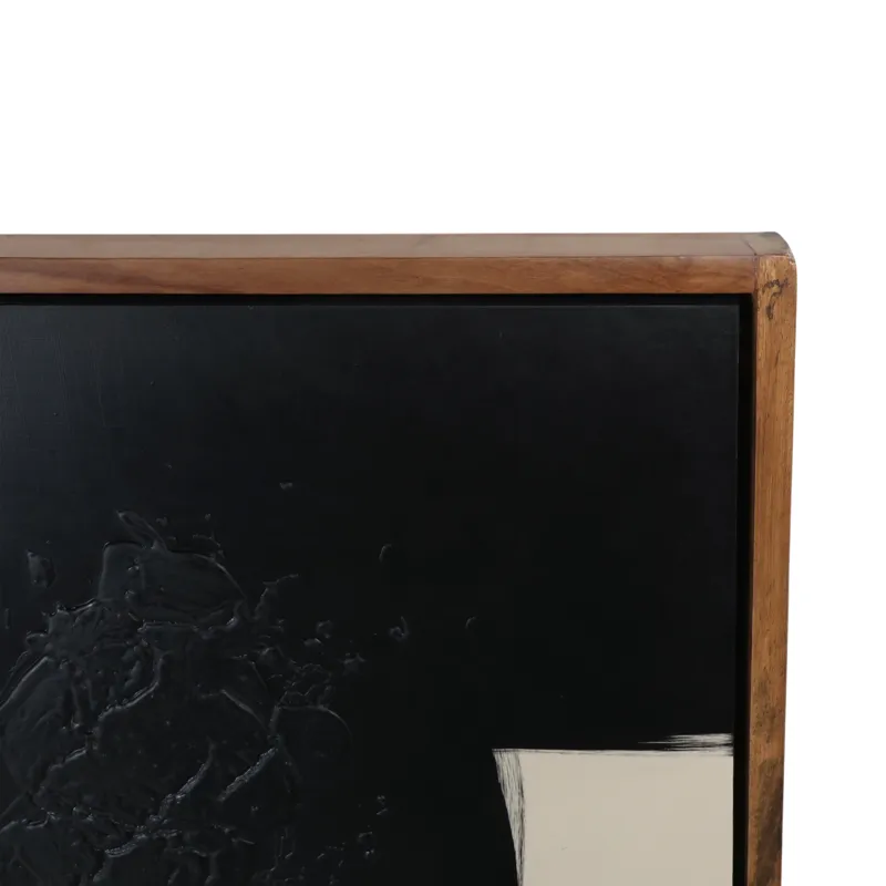 S/2 94x47 Hand Painted Black Geometric