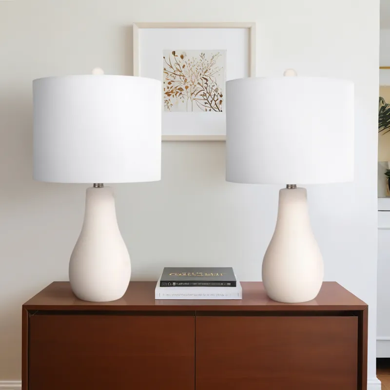 S/2 Ceramic 24\" Table Lamp, White