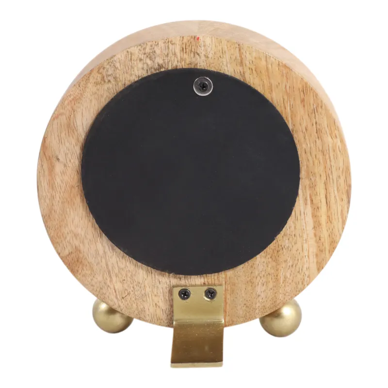 7x6\" Round Footed Clock With Brass Details, Natura