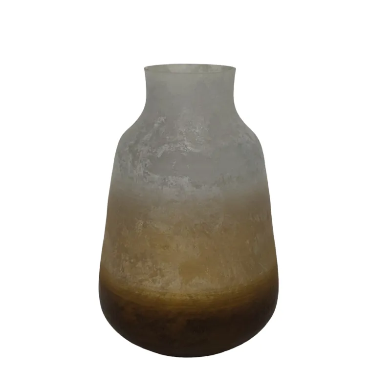 12\" Gold Ombre Glass Vase, White/gold