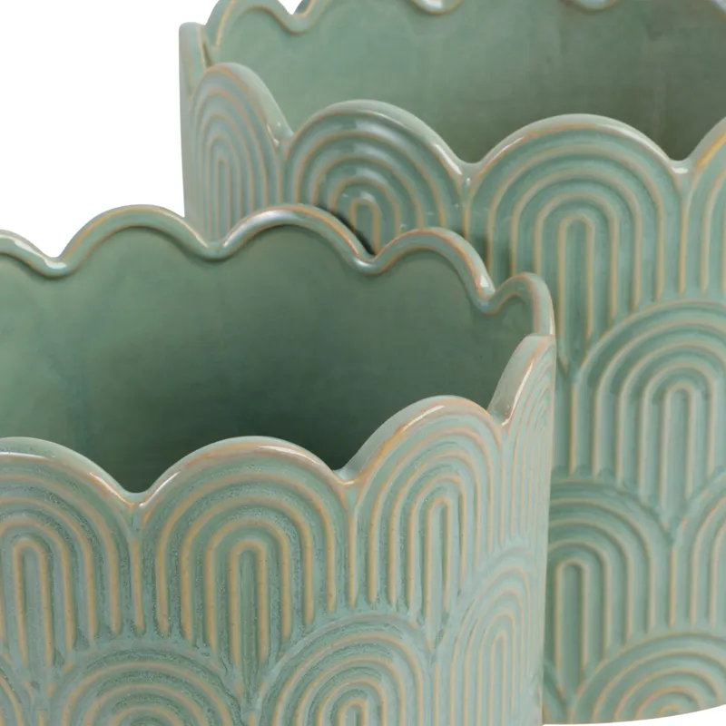 S/2 9/12\"  Arch Planters, Sage Green