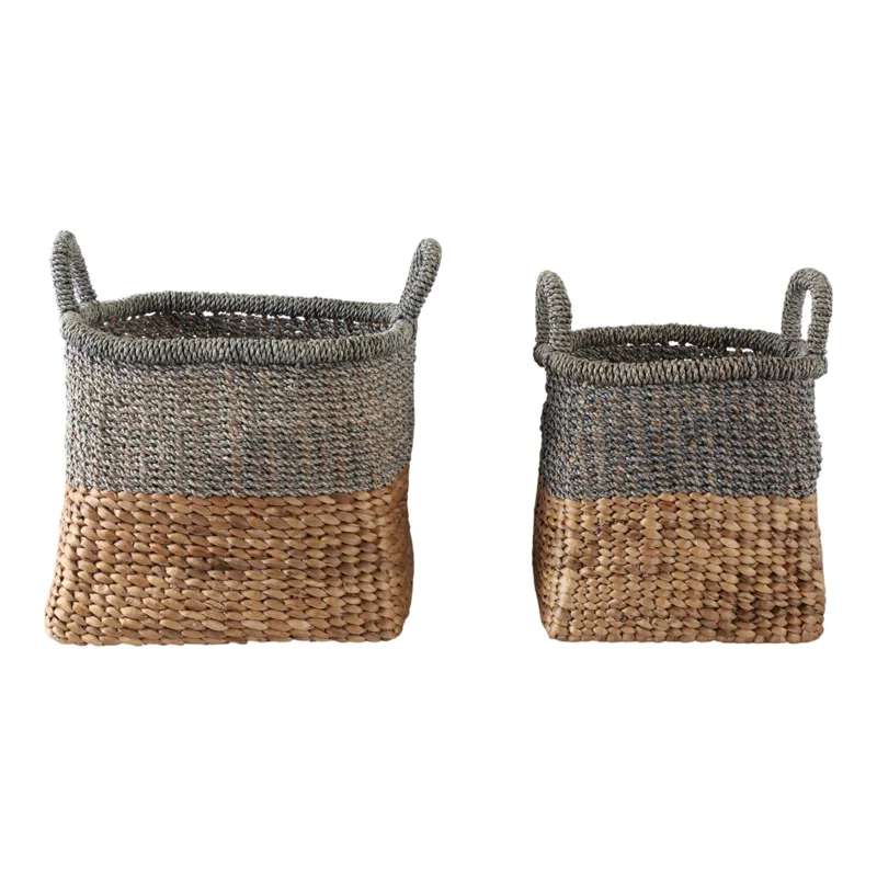 S/2 13/17\" Tapered Square Woven Baskets, Natural