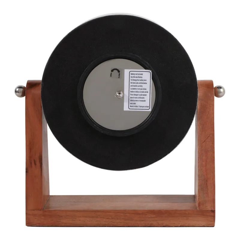 9x8\" Clock On Wood Base, Natural/silver