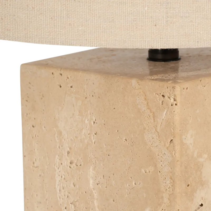 Travertine, 24\" Pillar Table Lamp, Natural