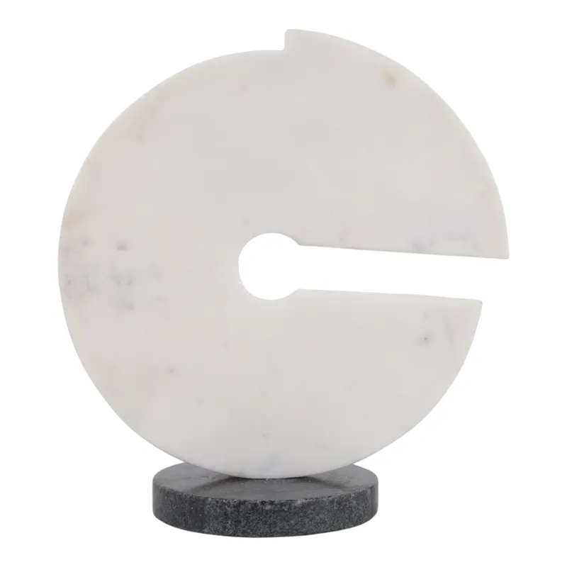 11x10" Modern Marble Sculpture On Base, Wht/blk