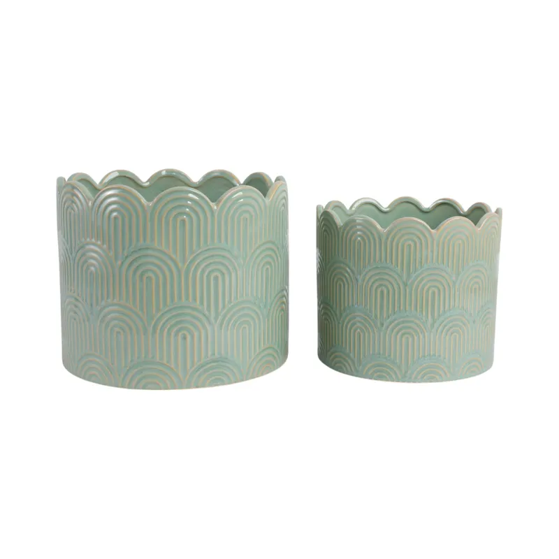S/2 9/12\"  Arch Planters, Sage Green