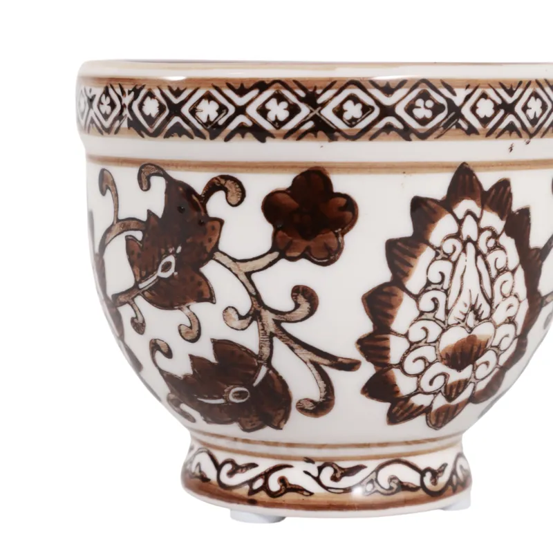 4\", 6oz Bowl Chinoiserie Candle, Brown/white
