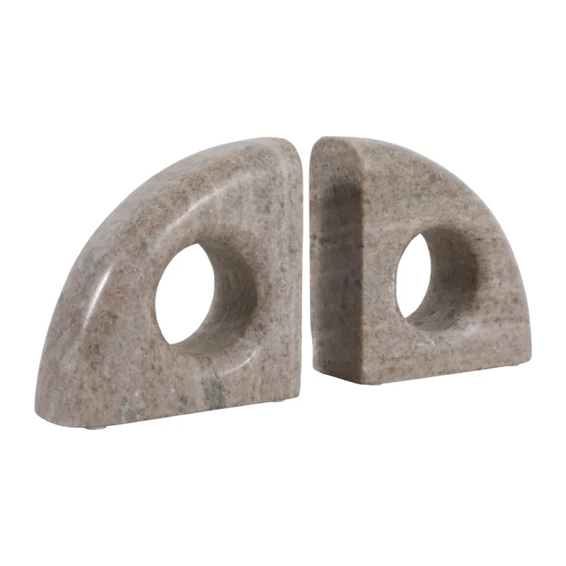 S/2 6\" Large Contemporary Marble Bookends, Beige