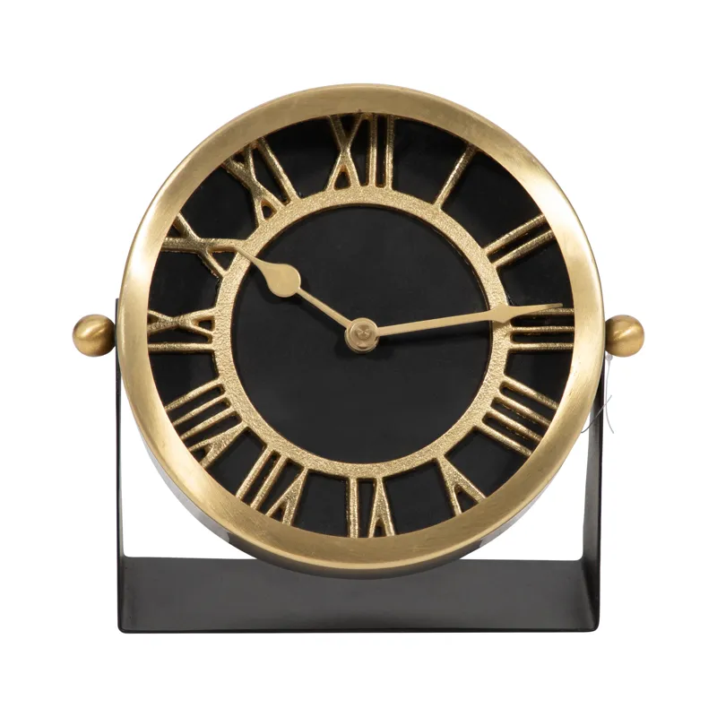 Metal Table Clock 7\'\' Gold Black