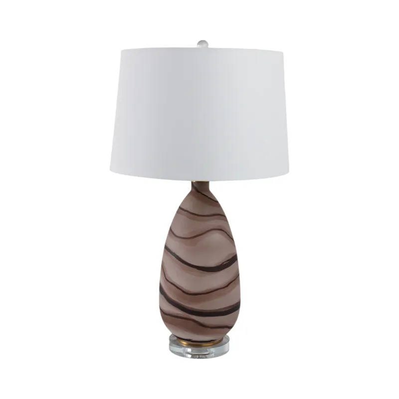 29x17\" Marbled Glass Table Lamp, Brown