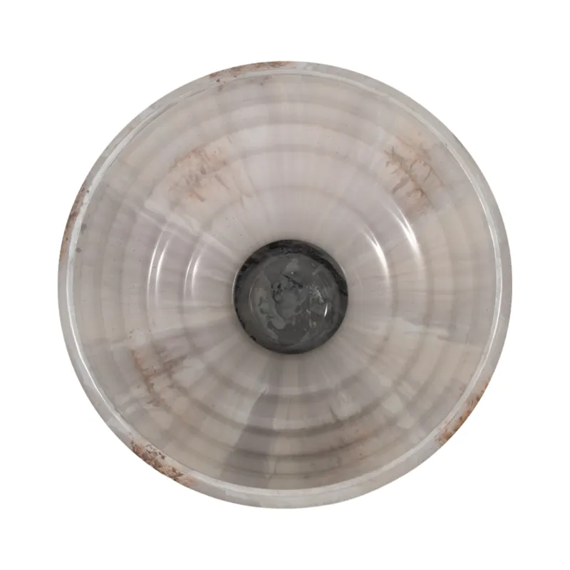 9\" Glass Pedestal Bowl Opal Finish, Ivory Multi