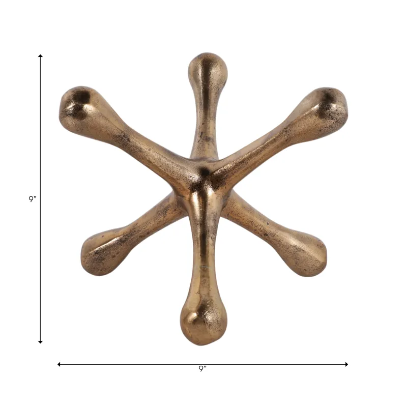 9x9\" Metal Jack Object, Antique Brass