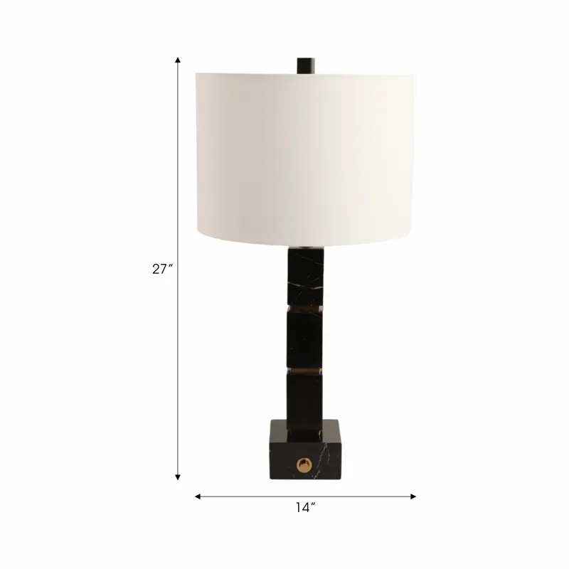 27x14\" Stacked Marble Cubes Lamp Base Switch,black