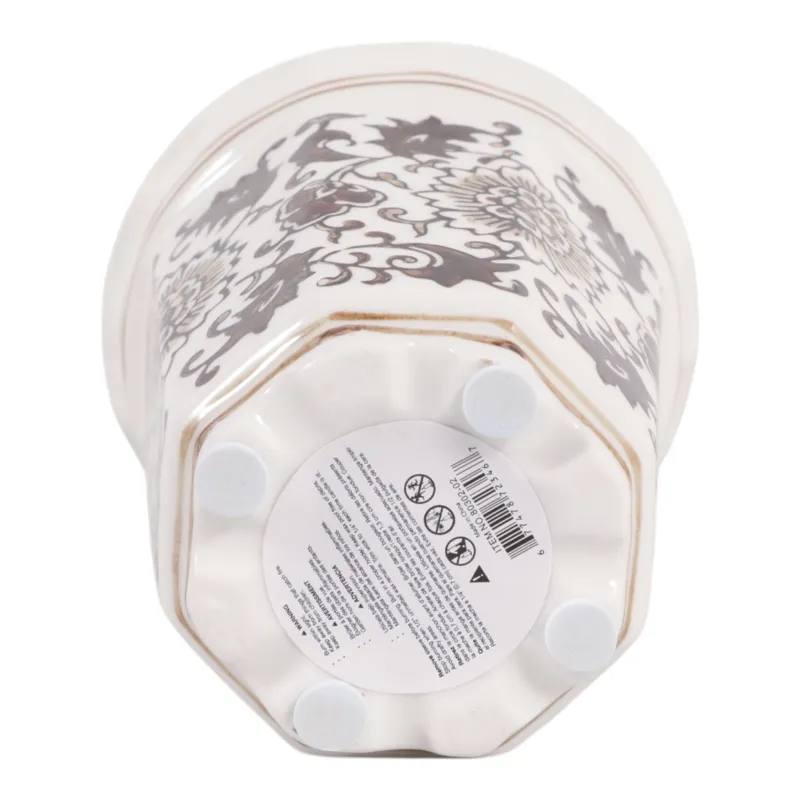 4\", 7oz Fluted Chinoiserie Candle, Brown/white