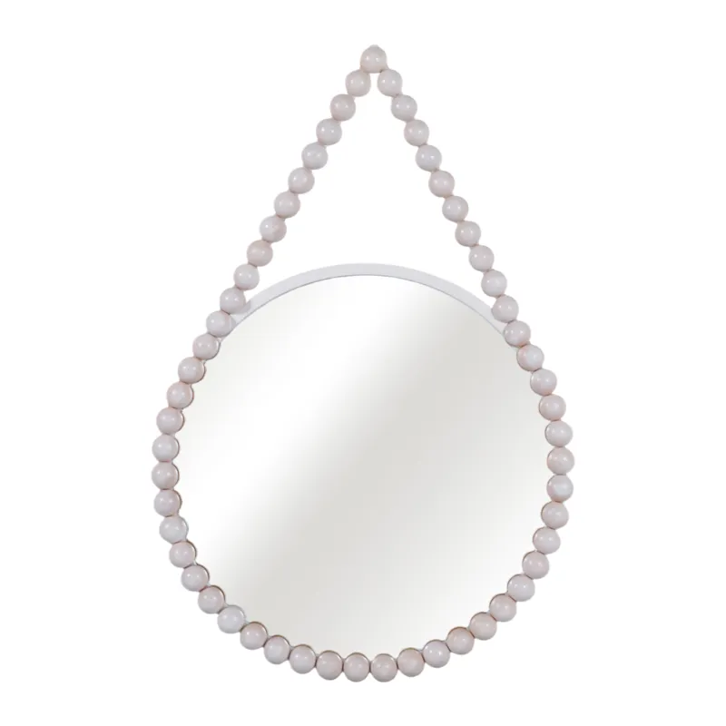 Ec Wood, 36\" Beaded Mirror, White Wb