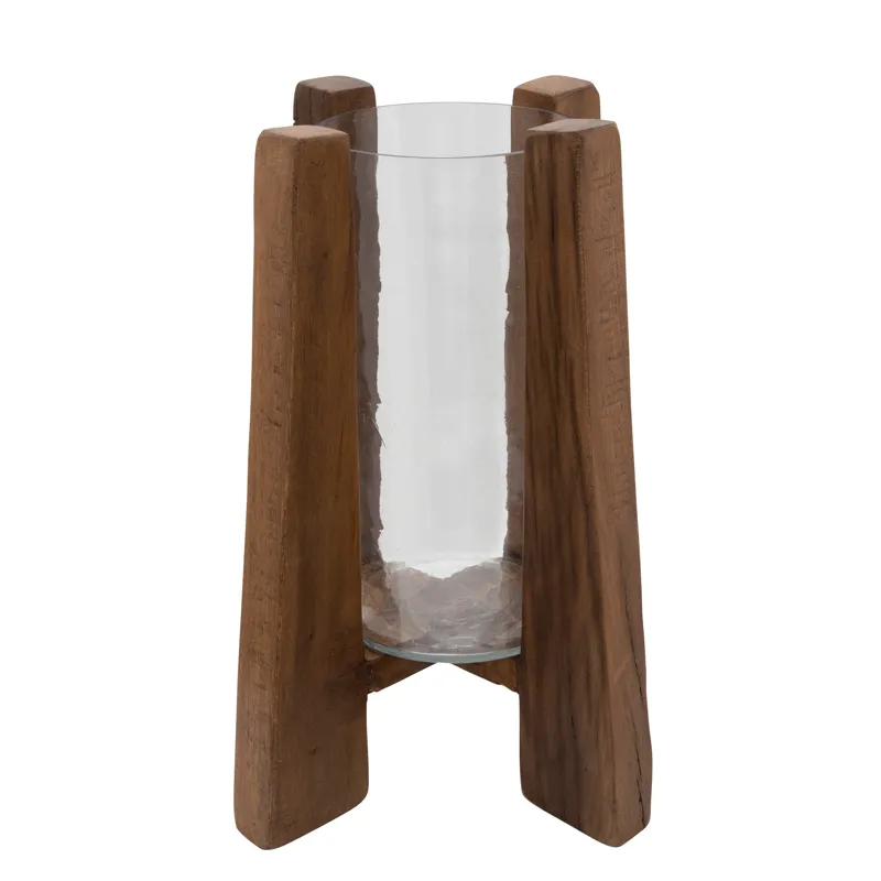 16" Hurricane On Wooden Stand, Brown