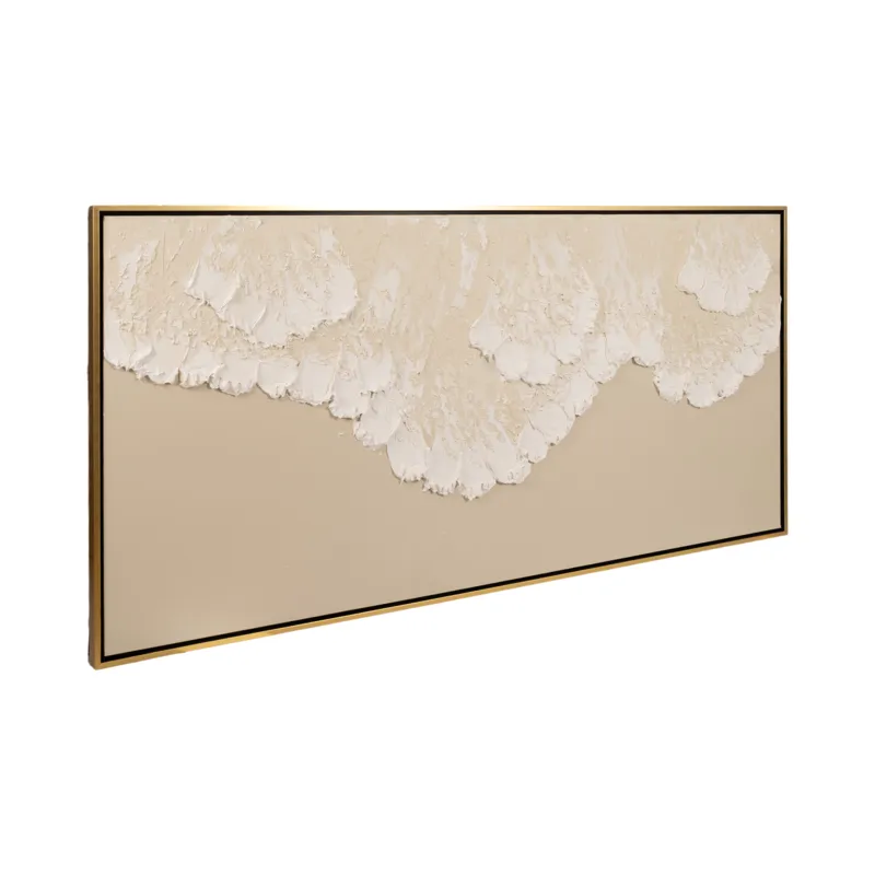 95x47 Hand Painted Tidal Waves, Tan