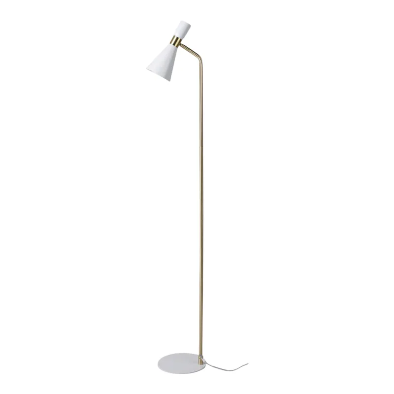60\" Metal Floor Lamp, White/gold