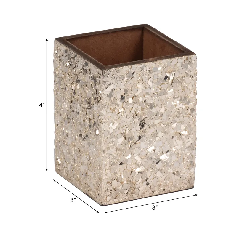 3x4 Crackle Pencil Cup, Champagne