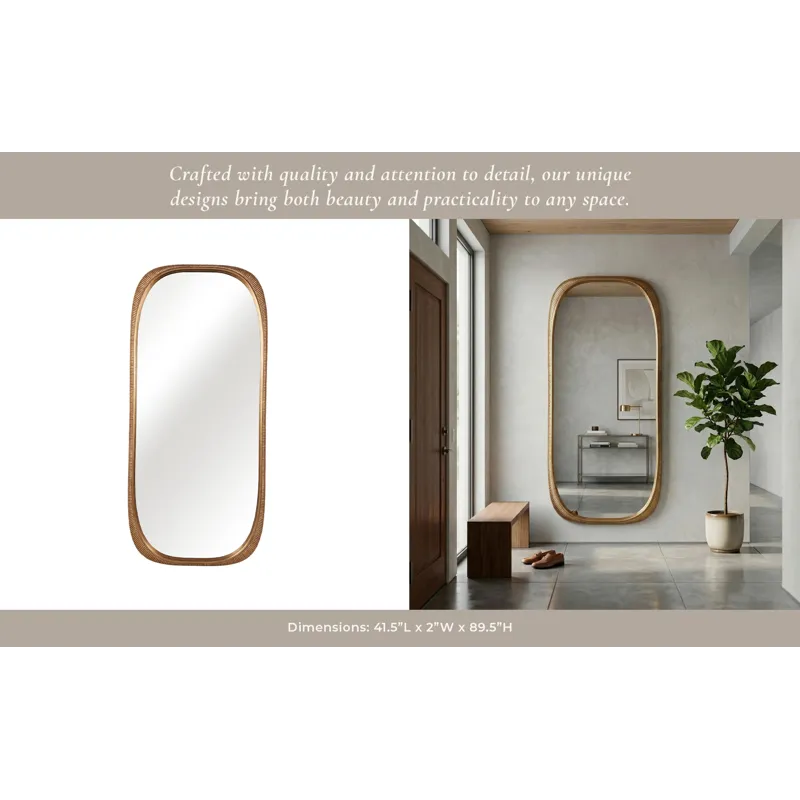 90x42" Ribbed Curved Mirror, Gold