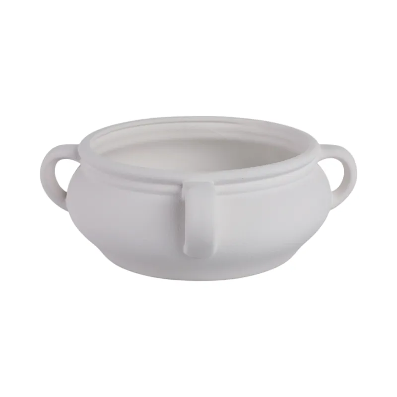 12\" Textured Bowl With Handles, White