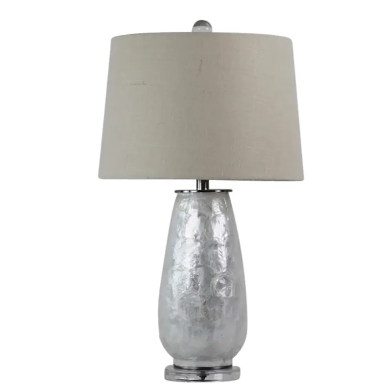 28\" Capiz Table Lamp Acrylic Base, Champagne