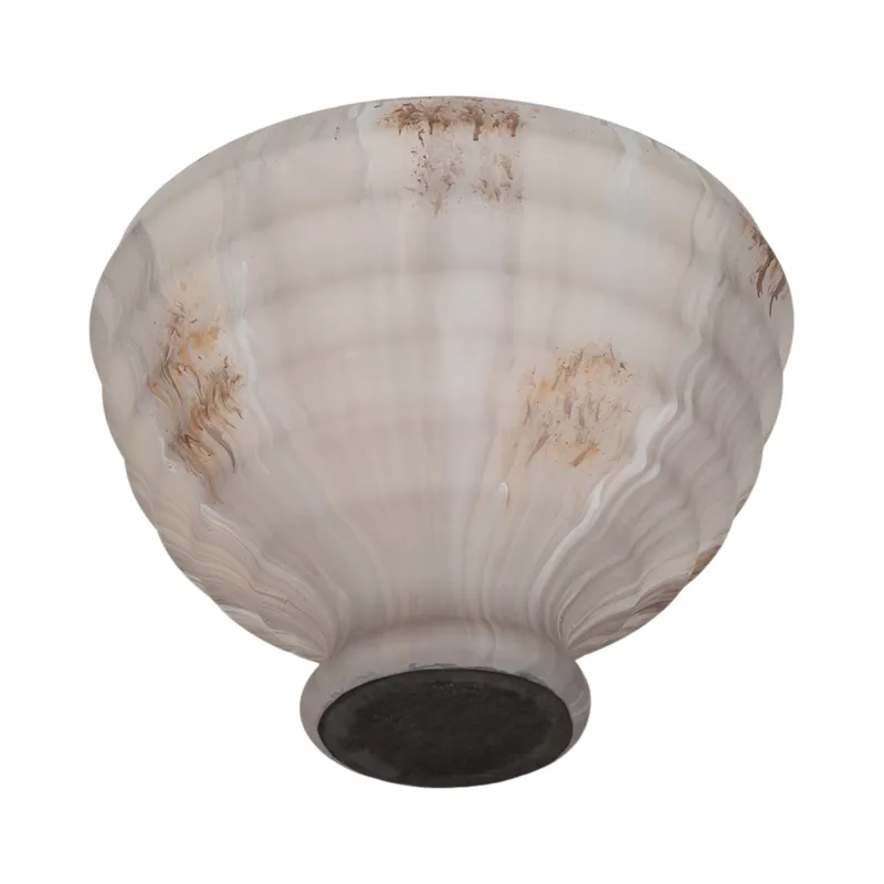 9\" Glass Pedestal Bowl Opal Finish, Ivory Multi
