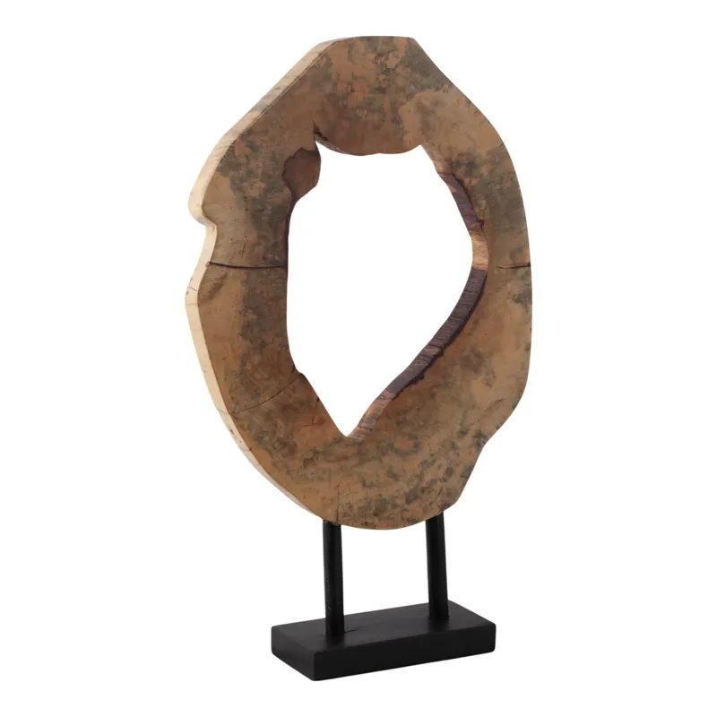 25x16" Open Wood Disc On Stand, Brown/black