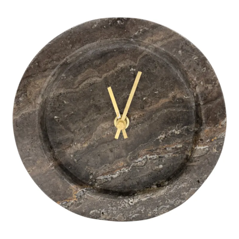 6x6\" Dark Travertine Marble, Clock