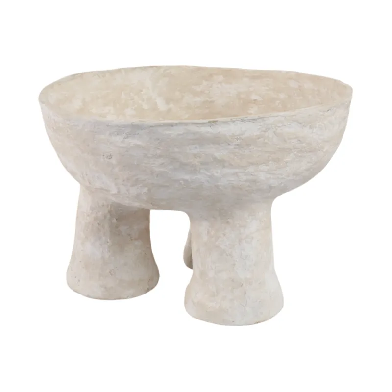15x10\" 3-footed Paper Mache Bowl, White