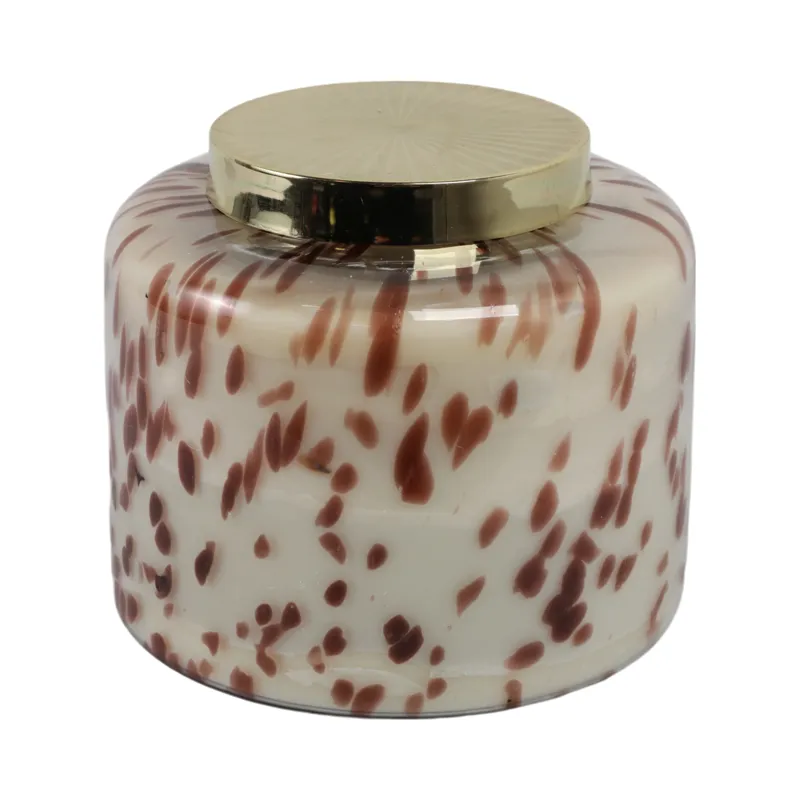 9\" 180 Oz Cinnamon Speckle Lidded Candle, Brown/go