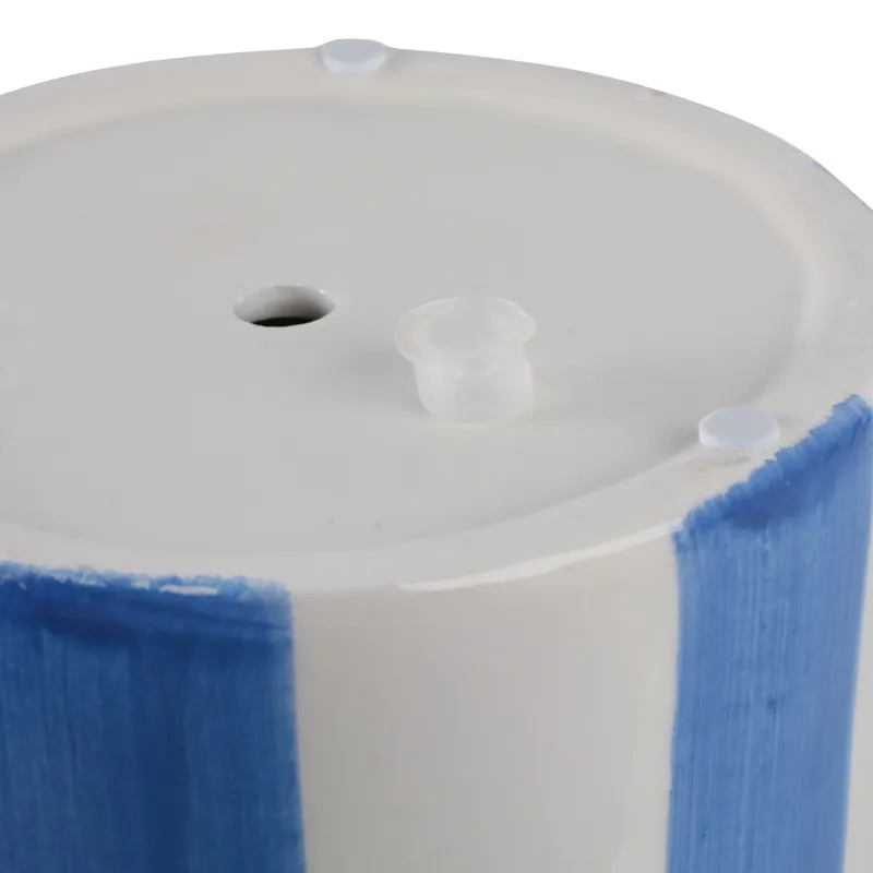 S/2 6/8\" Striped Scallop Edge Planters, White/blue