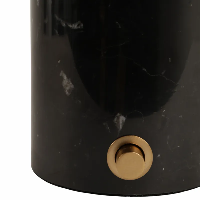 12x8\" Glass Shade On Marble Base With Switch, Blac