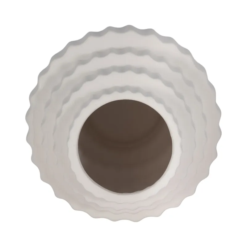 8\" Textured Staggered Vase, White