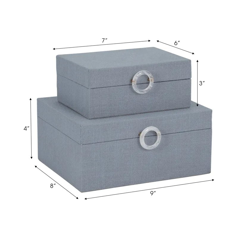 Ec S/2 7/9" Box W/ Ring Detail, Denim Blue