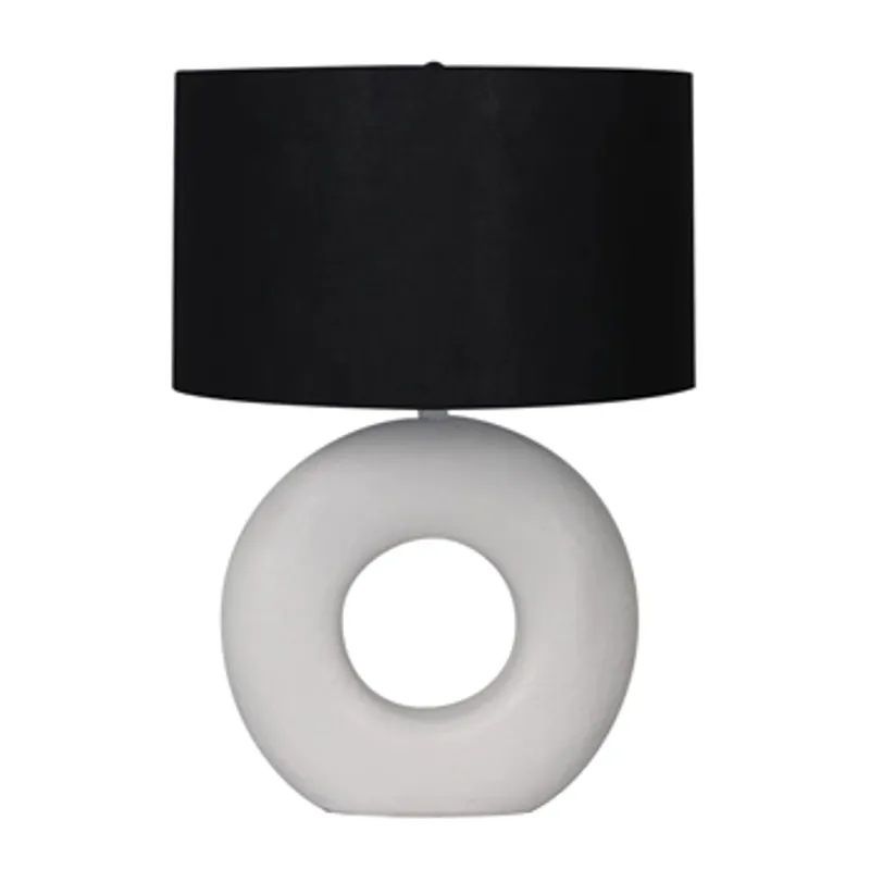 26\" Textured Round Open Cut-out Table Lamp, White