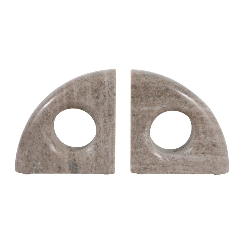 S/2 6\" Large Contemporary Marble Bookends, Beige