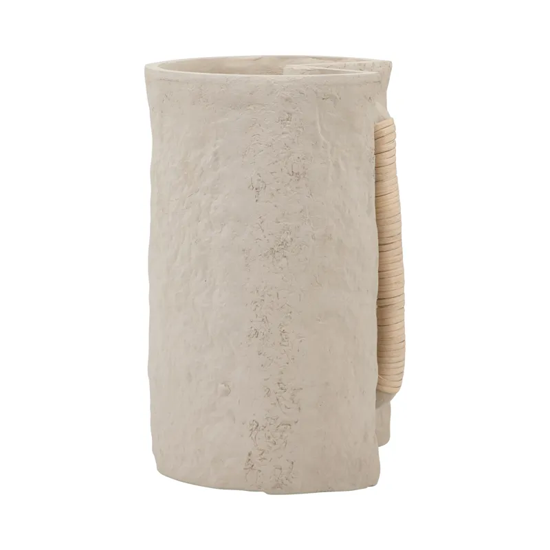 Ecomix, 12\" Crafted Vase W Handle, Ivory