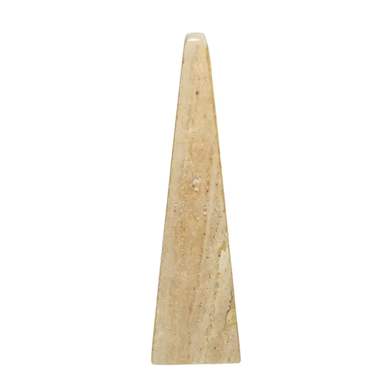 12\" Travertine Obelisk, Tan