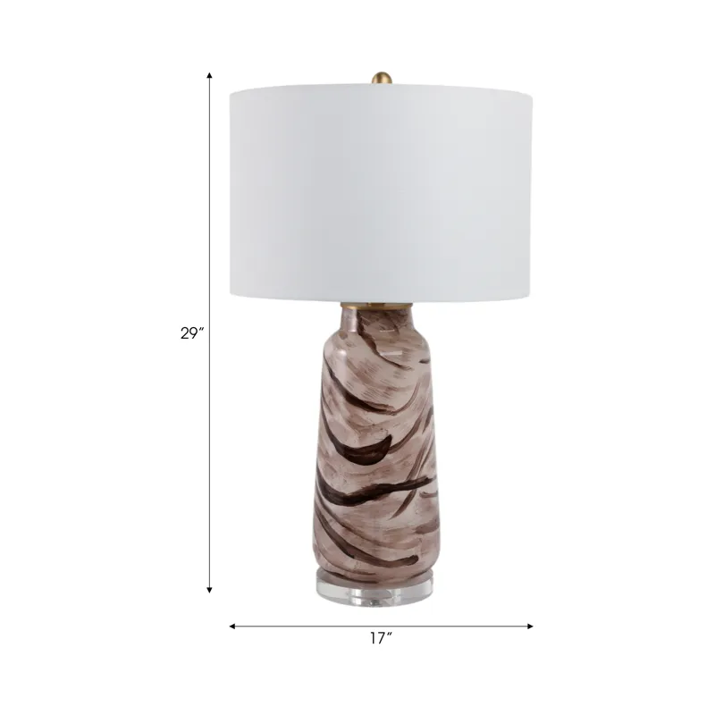 29x17" Swirled Glass Table Lamp, Brown
