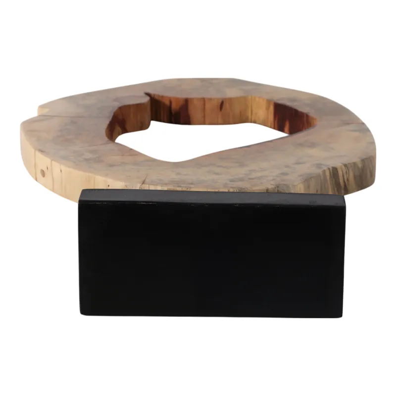 25x16" Open Wood Disc On Stand, Brown/black