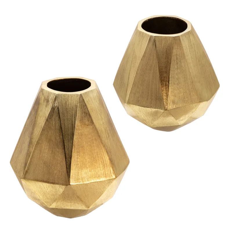 8" Geometric Deco Vase, Gold