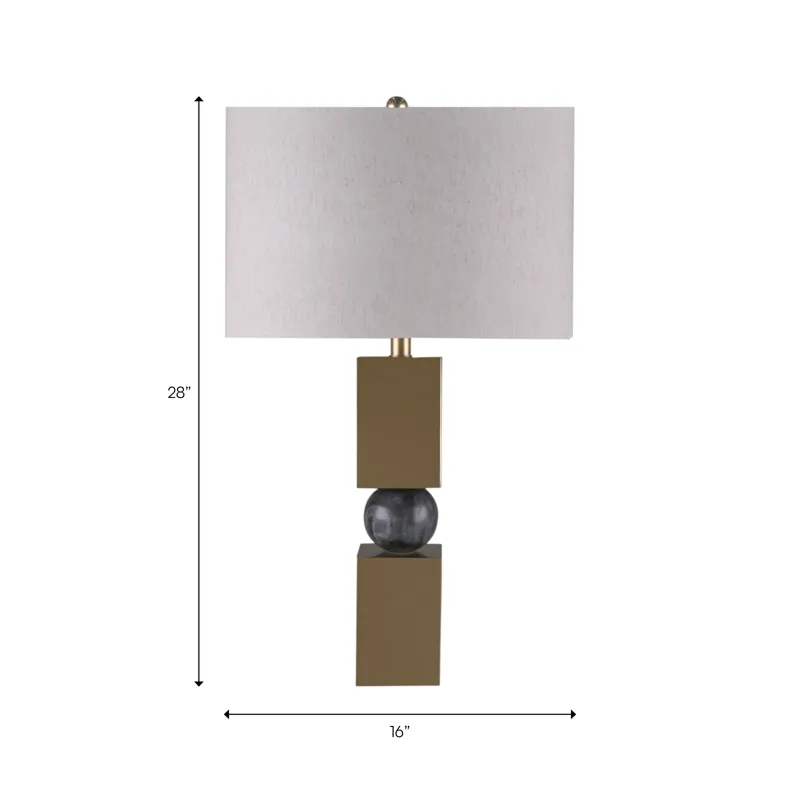 28" Iron And Marble Table Lamp Kd