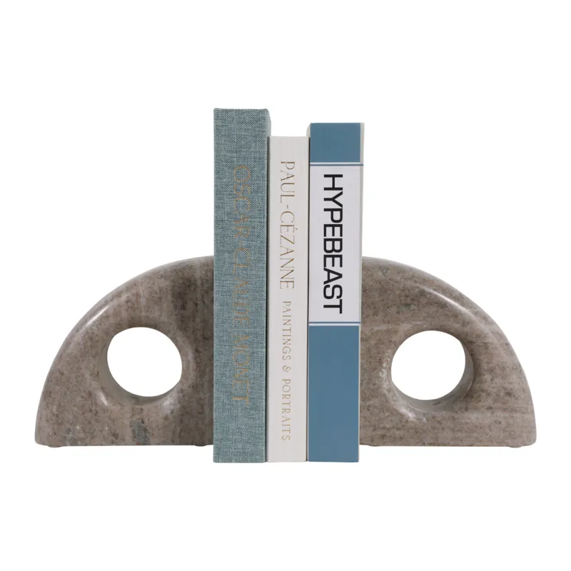 S/2 6\" Large Contemporary Marble Bookends, Beige
