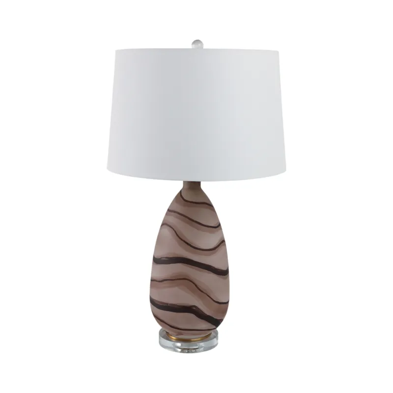 29x17\" Marbled Glass Table Lamp, Brown