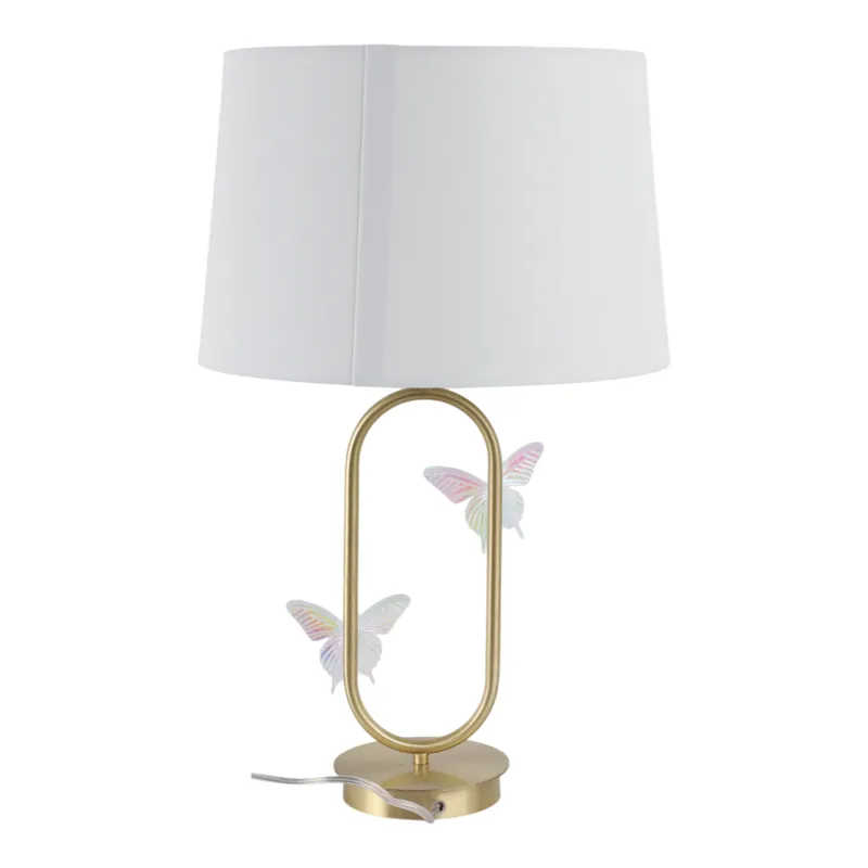 24x15\" Metal Table Lamp With Glass Butterflies, Go