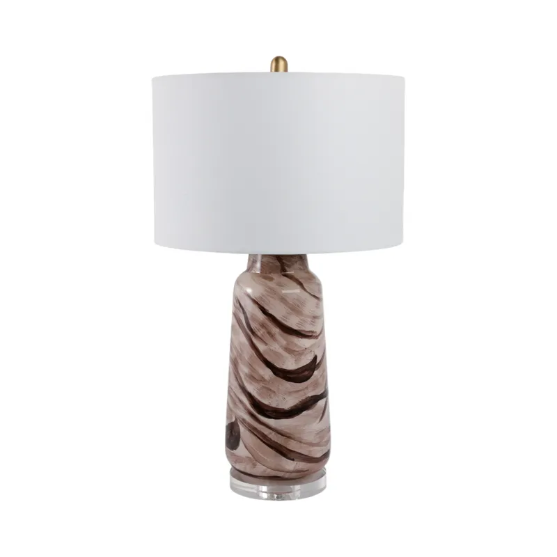29x17" Swirled Glass Table Lamp, Brown