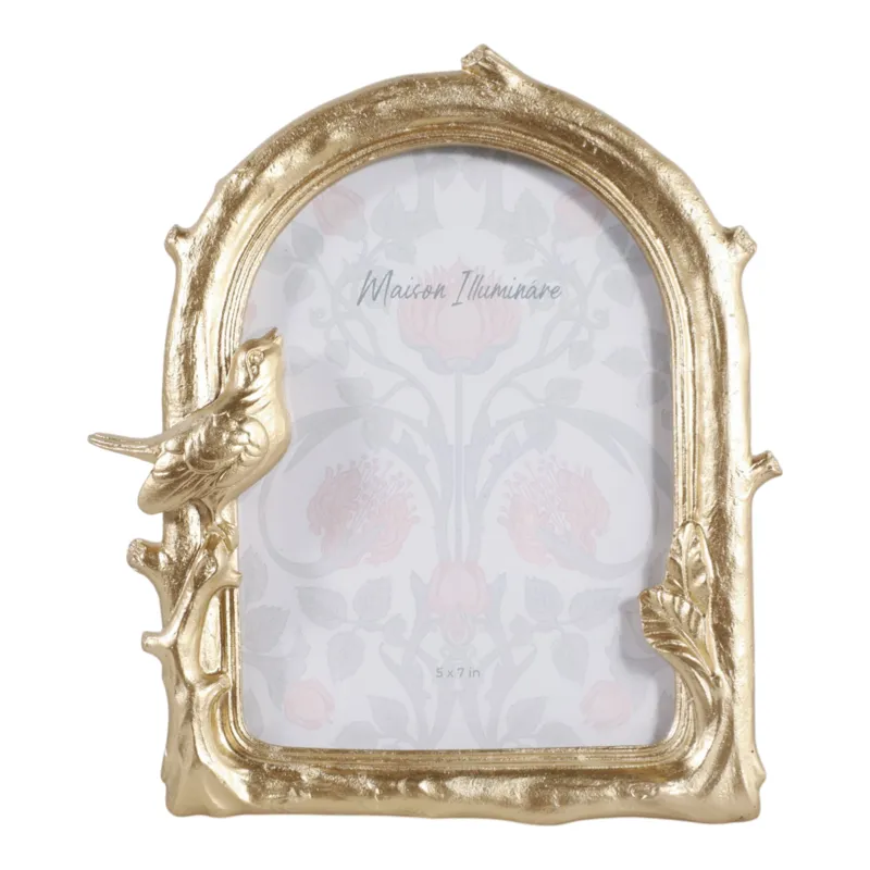 4x6" Birds & Branches Arch Photo Frame, Gold