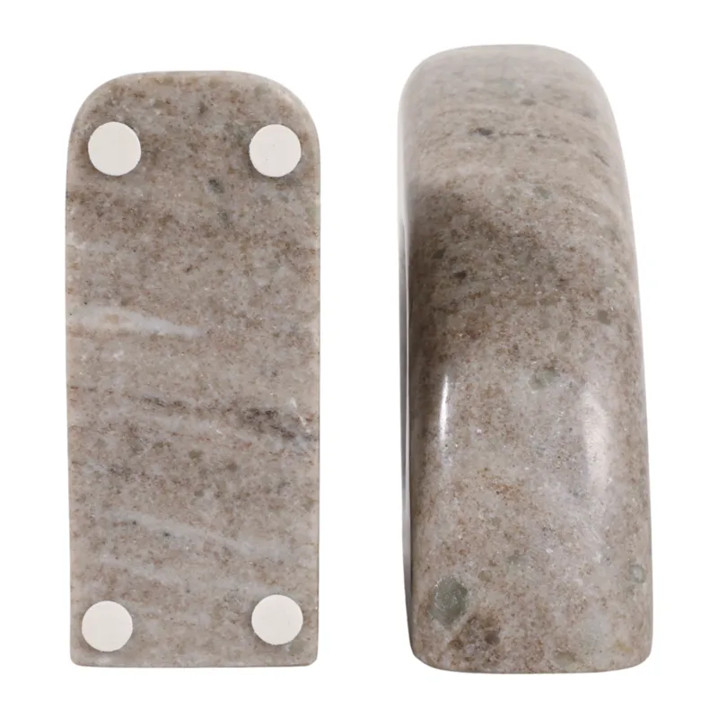 S/2 6\" Large Contemporary Marble Bookends, Beige