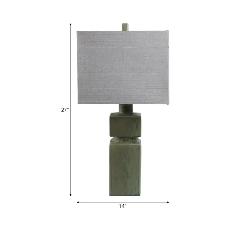 14x29\" Reactive Finish Table Lamp, Green